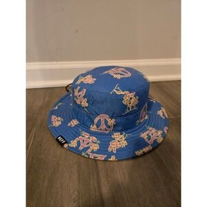 Neff Blue Peace Sign Floral Bucket Hat Adjustable Chin Strap N000UHUXX O/S
